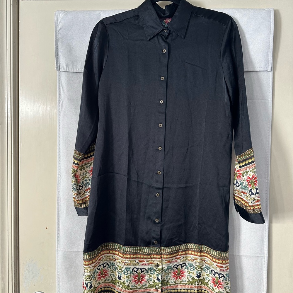 Johnny Was Black Dress with Floral Accents